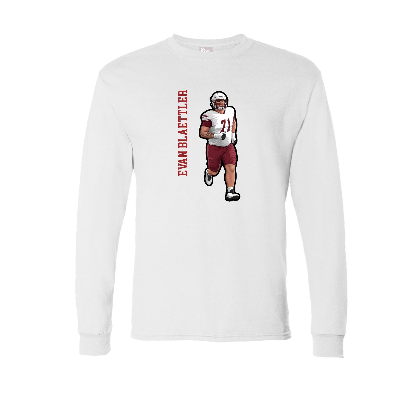 Long Sleeve Tee — Name Vertical in White