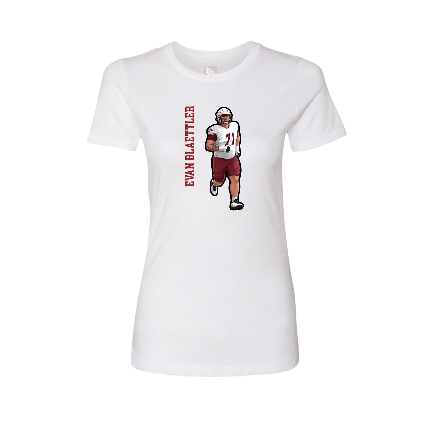 Fitted Women's Tee — Name Vertical in White
