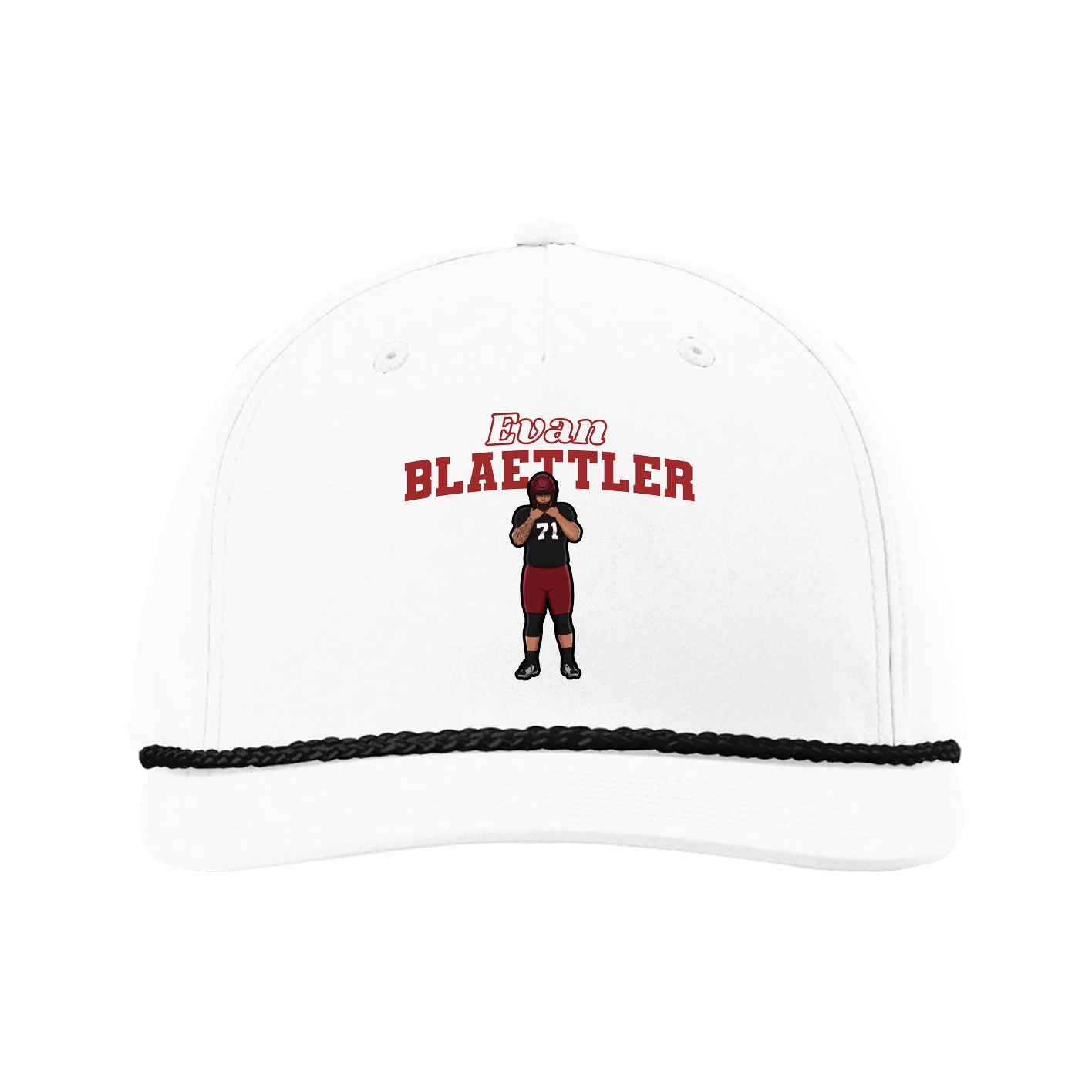 Five-Panel Classic Rope Cap — Name Arch in White