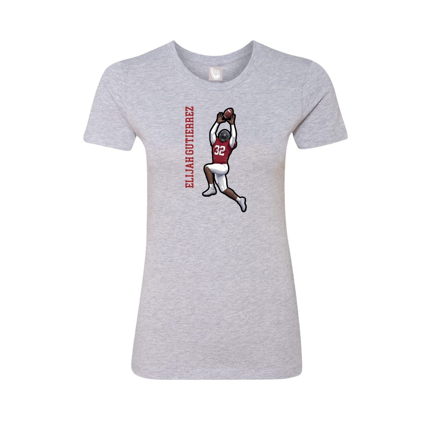 Fitted Women's Tee — Name Vertical in Grey