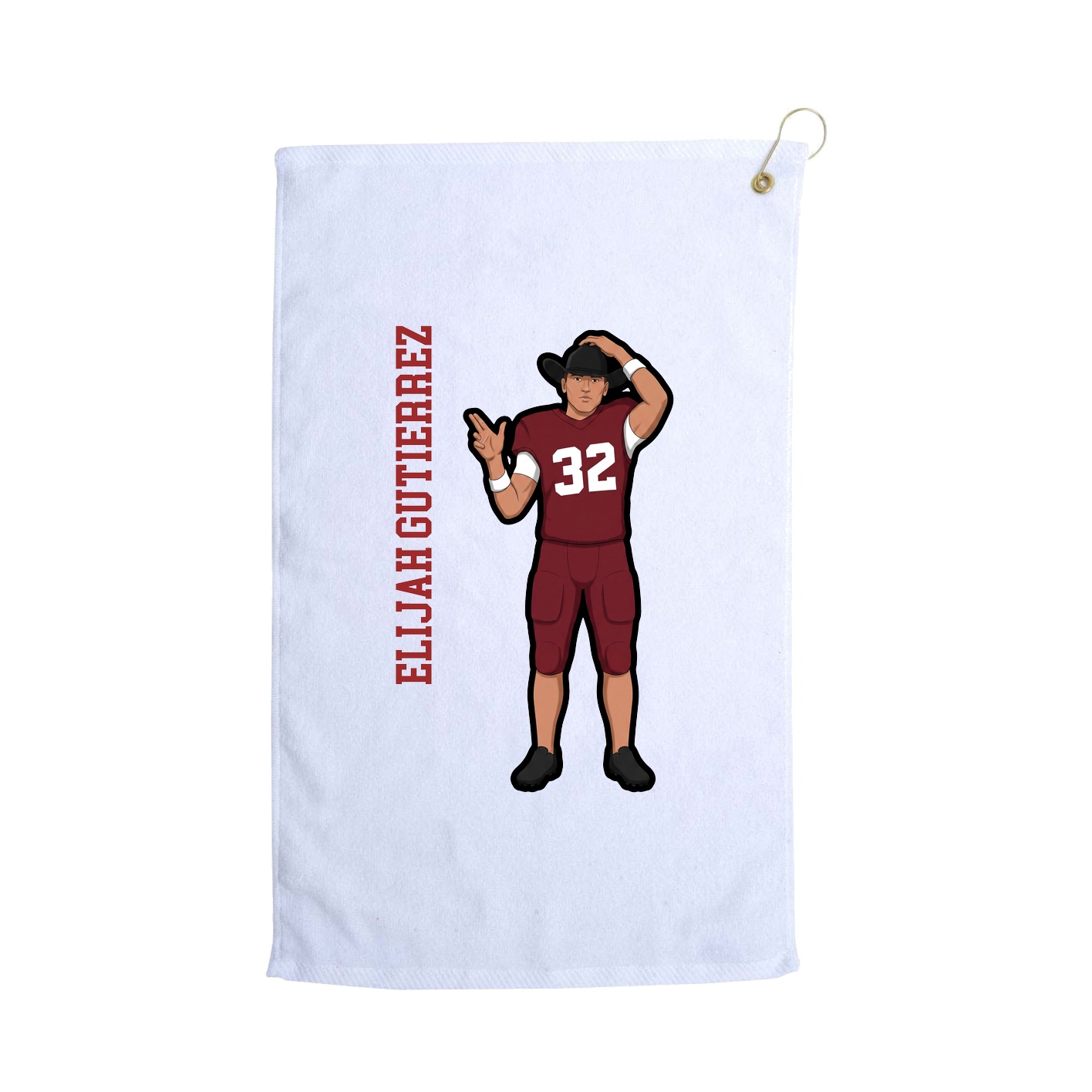 Golf Towel — Name Vertical in White