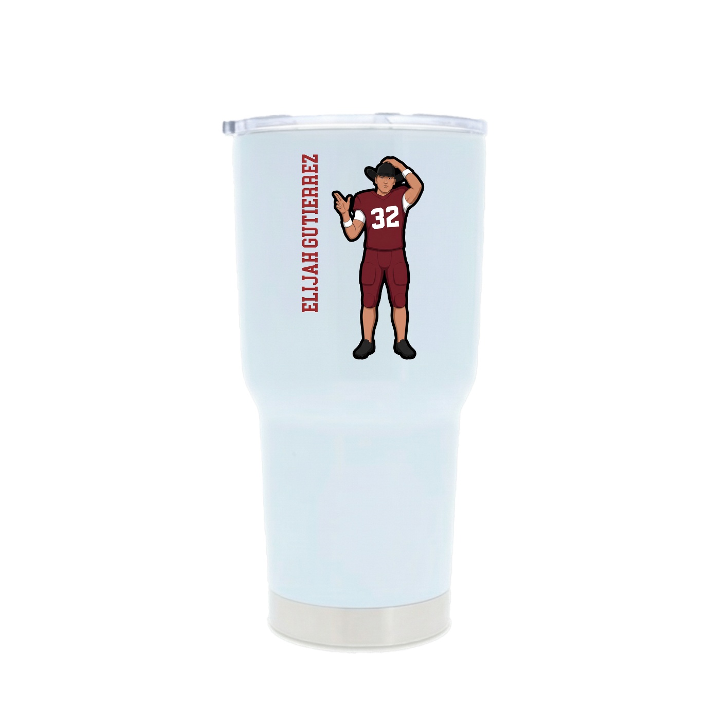 30oz Stainless Steel Tumbler — Name Vertical in White