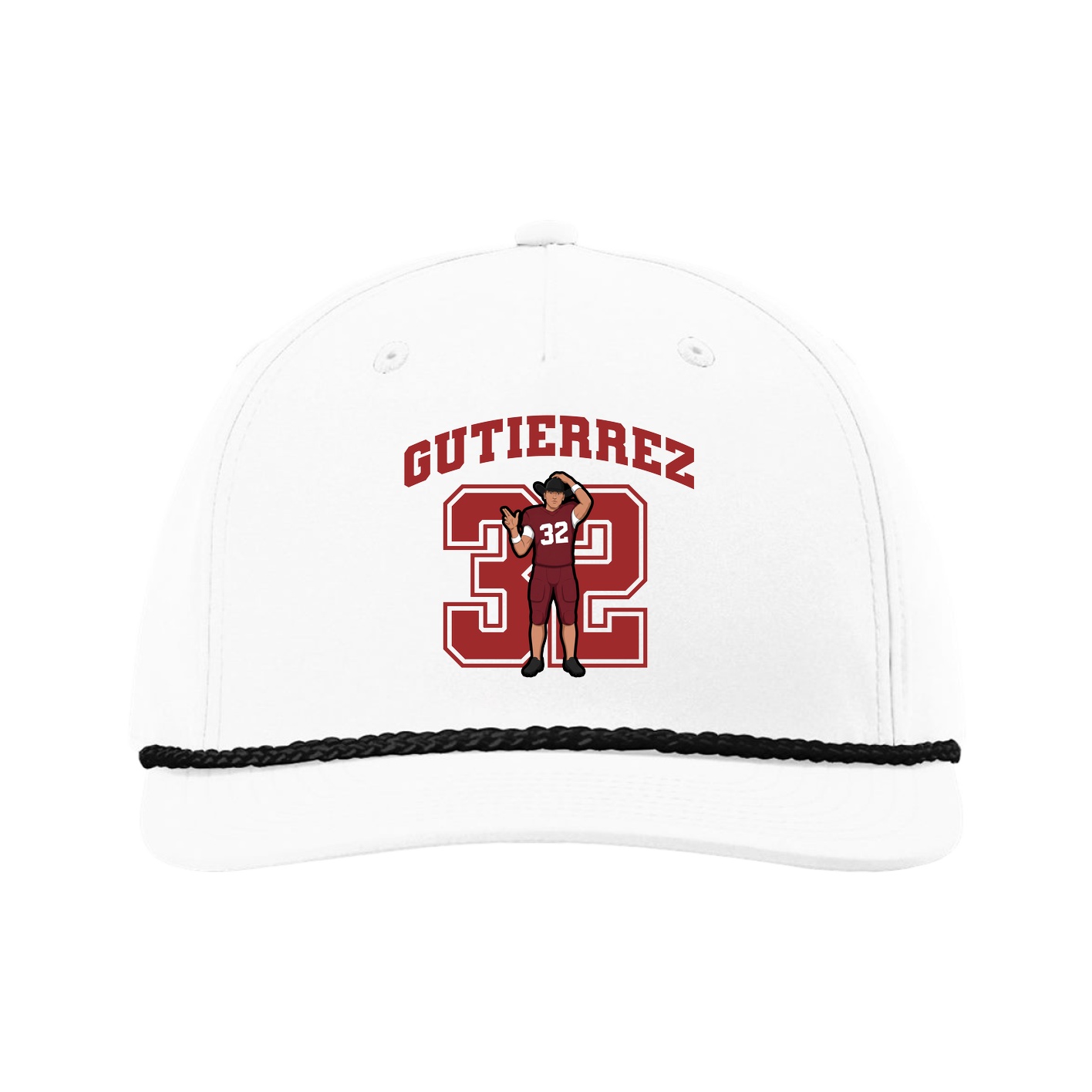 Five-Panel Classic Rope Cap — Number in White
