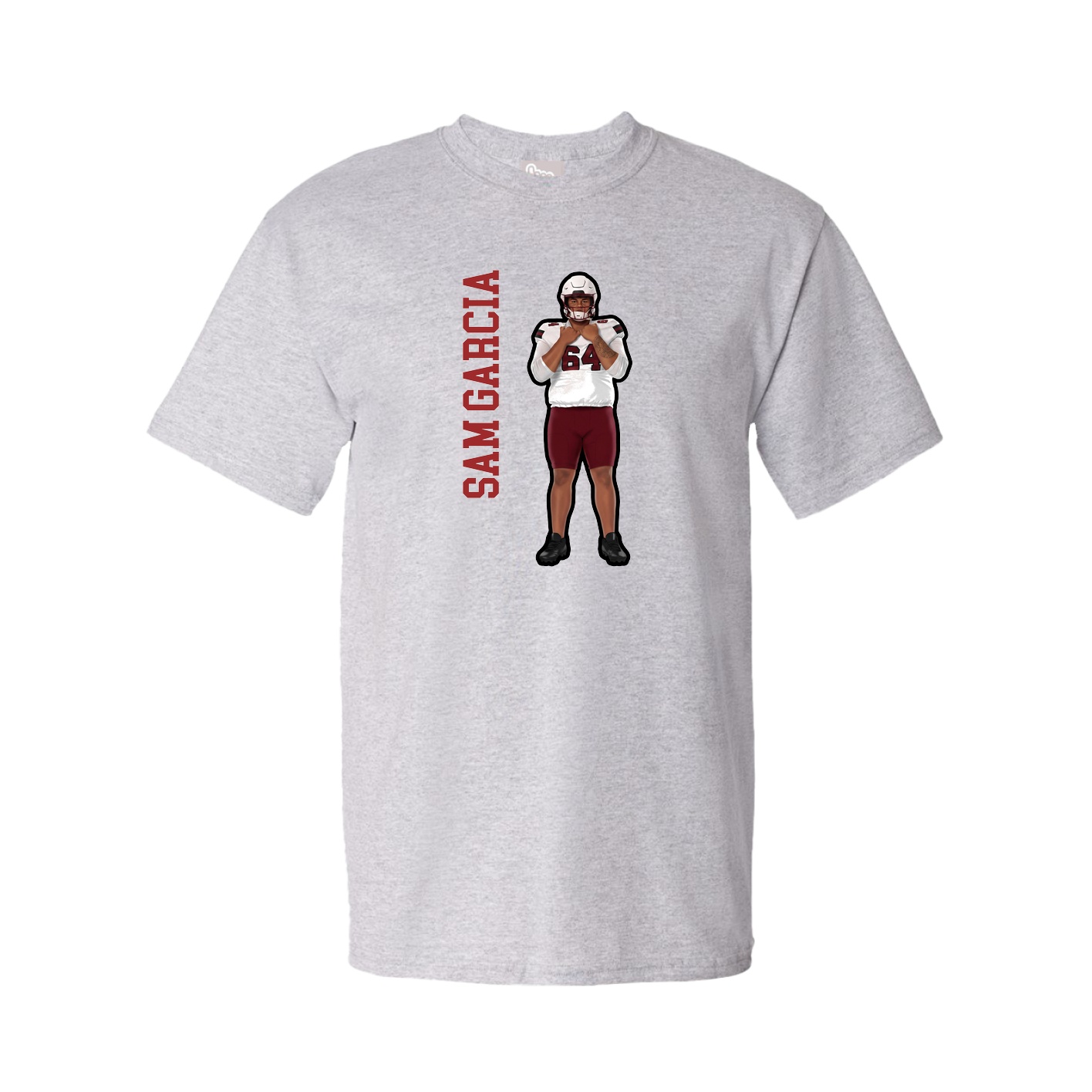 Youth Tee — Name Vertical in Grey