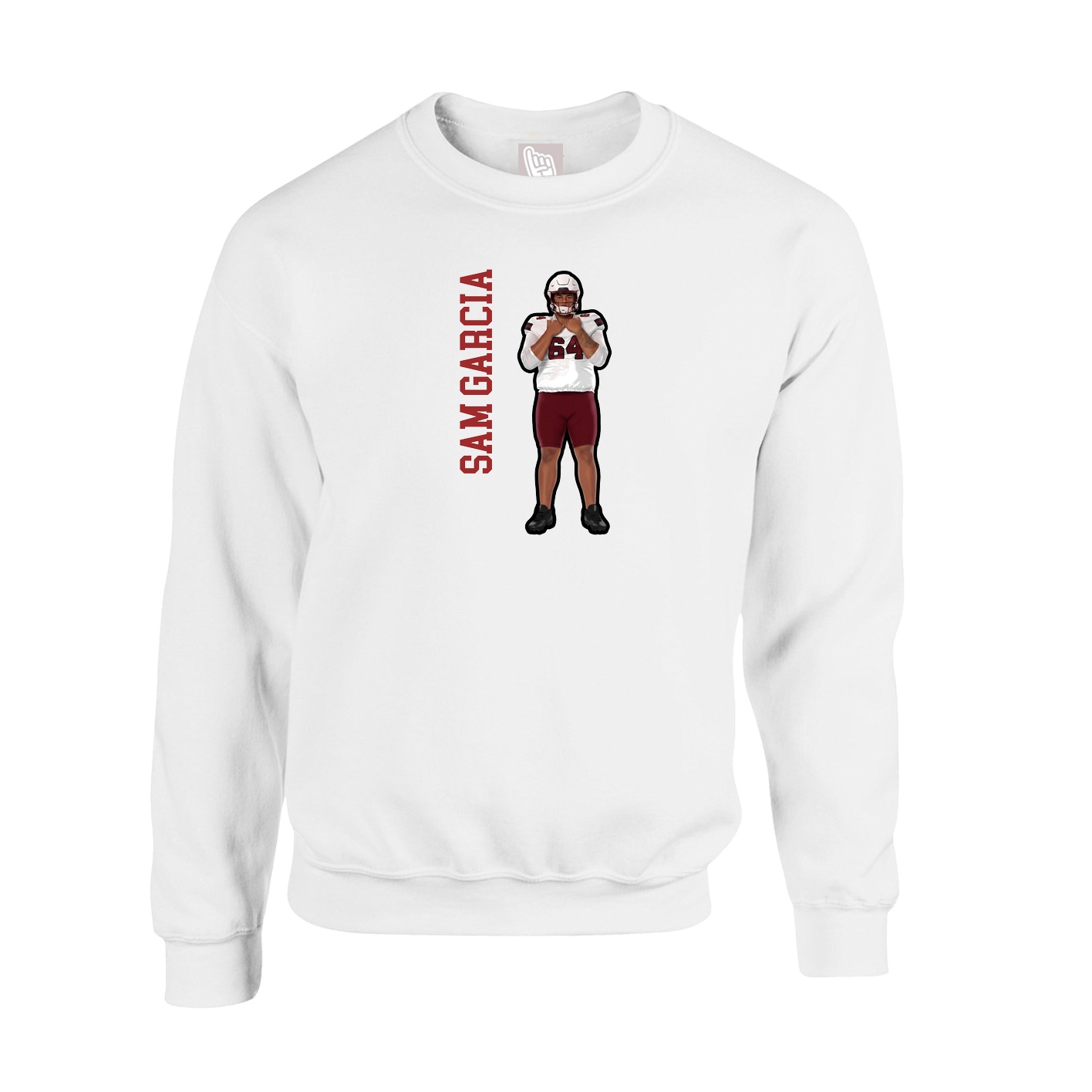 Fleece Crew — Name Vertical in White