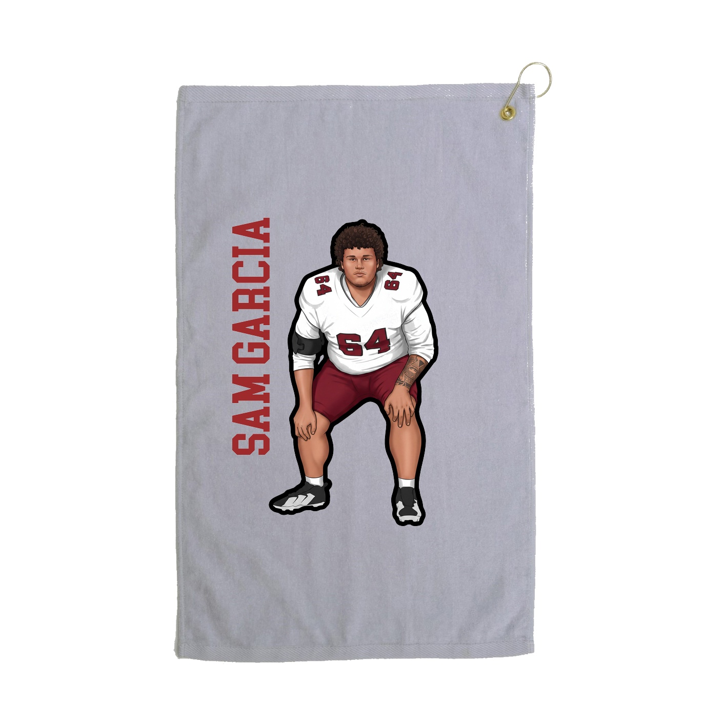 Golf Towel — Name Vertical in Grey