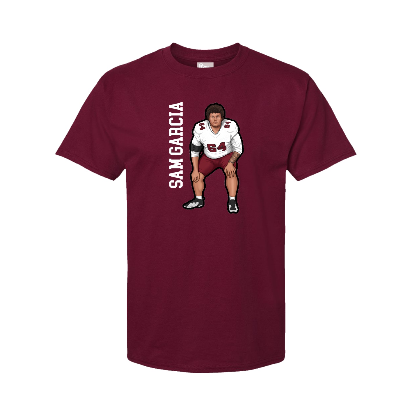 Youth Tee — Name Vertical in Cardinal