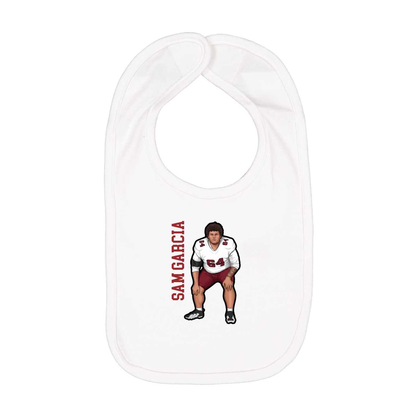 Infant Bib — Name Vertical in White