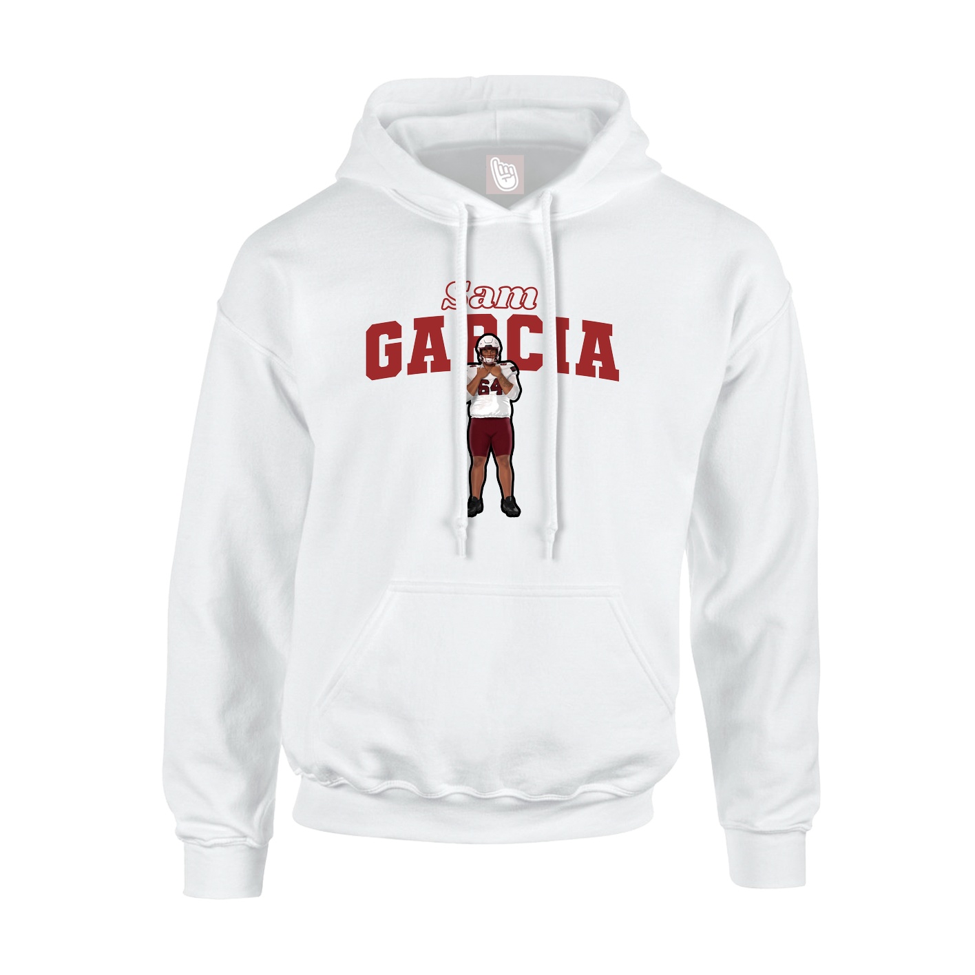 Youth Hoodie — Name Arch in White
