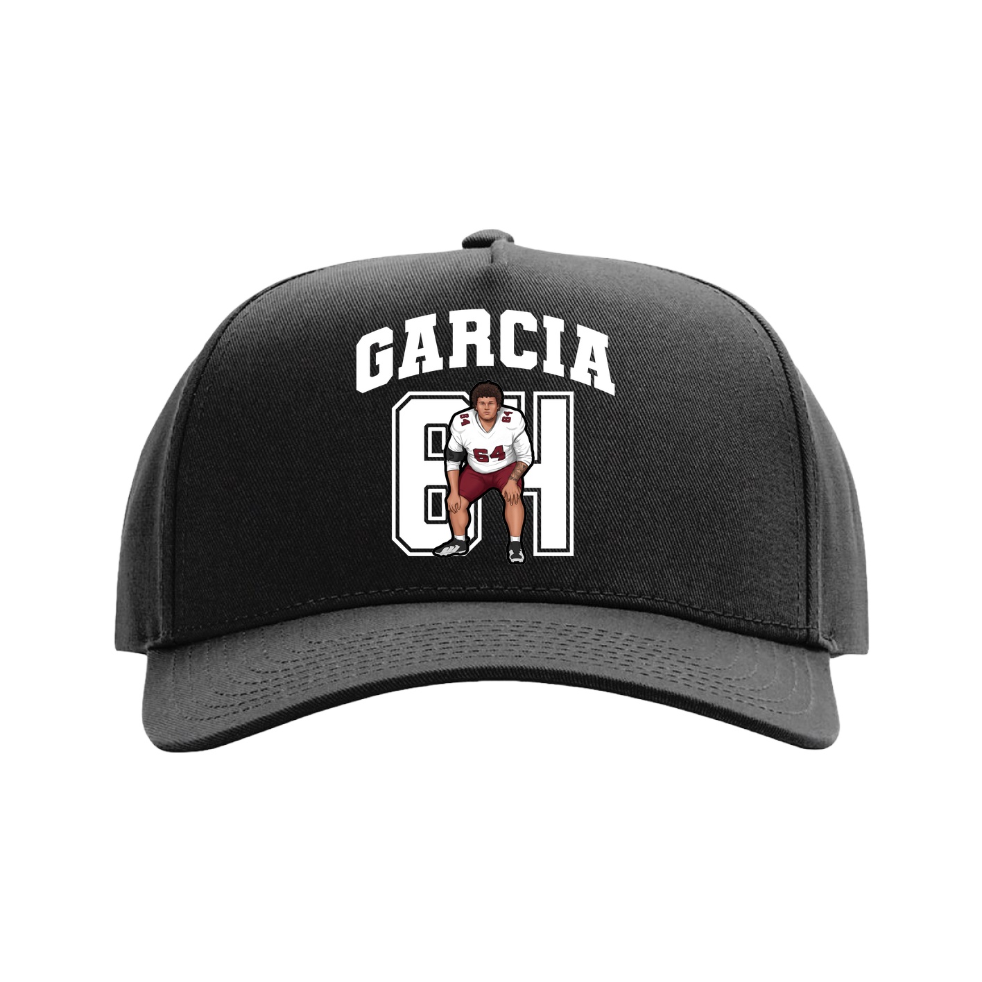 Full Fabric Five-Panel Champ Cap — Number in Black
