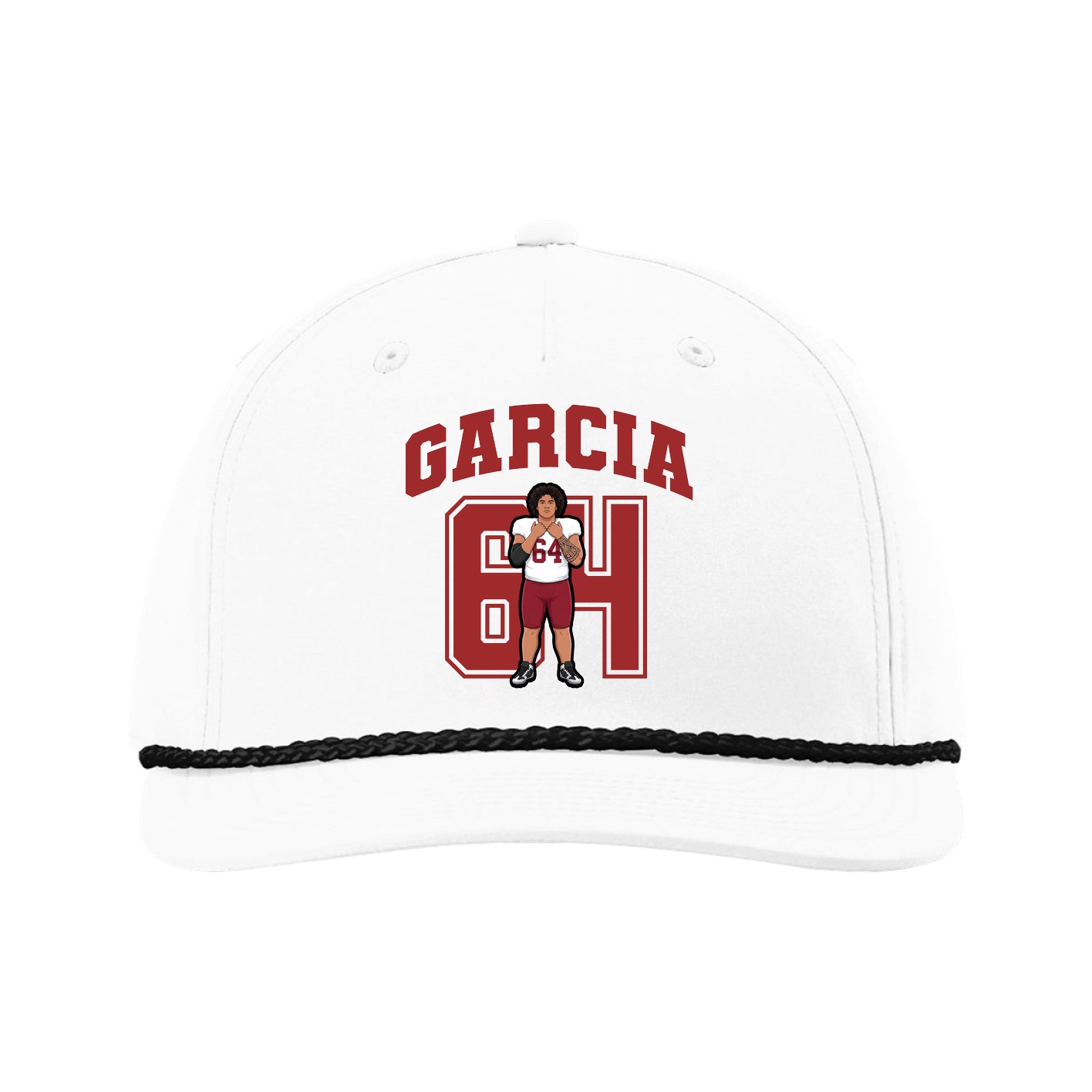 Five-Panel Classic Rope Cap — Number in White