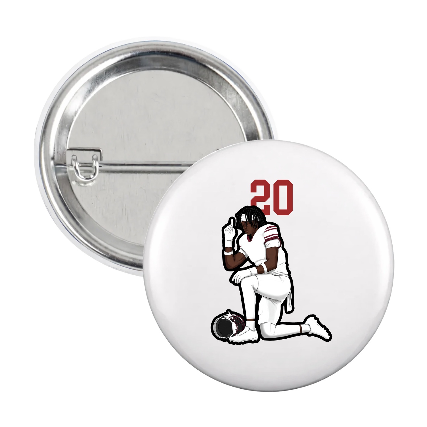 Game Day Button — Number Top in White