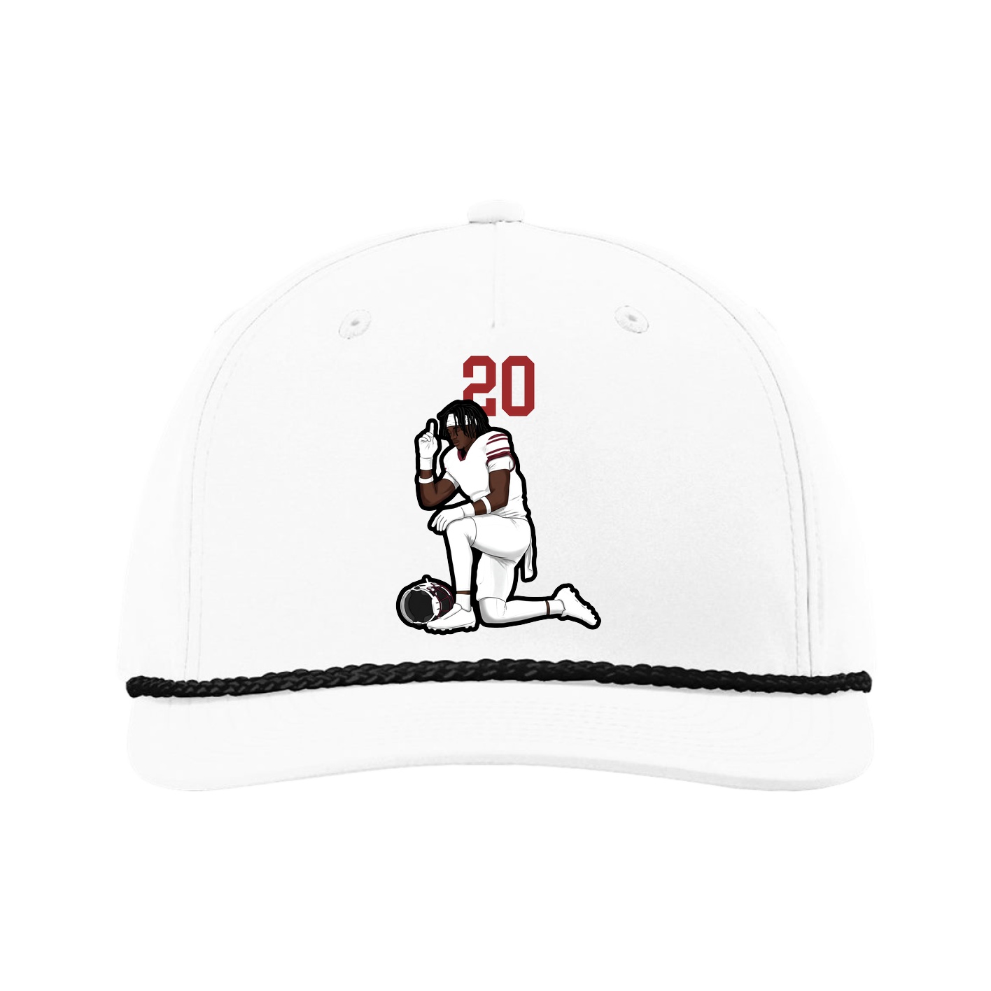 Five-Panel Classic Rope Cap — Number Top in White