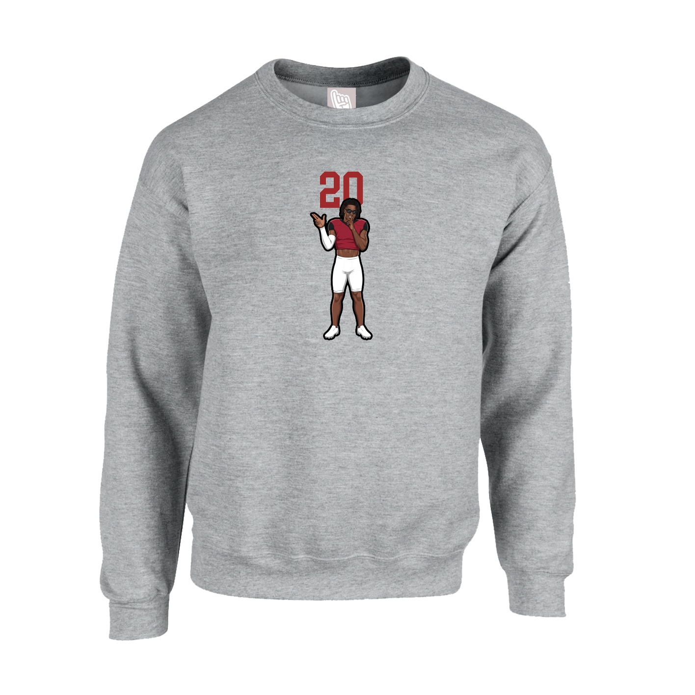 Fleece Crew — Number Top in Grey
