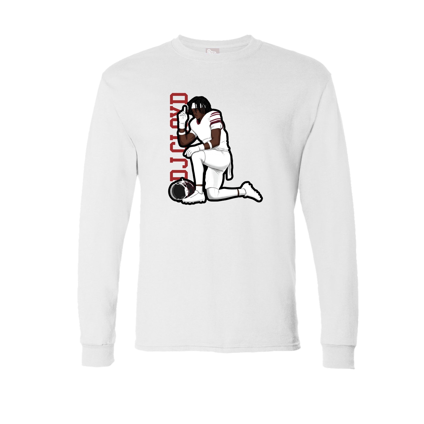 Long Sleeve Tee — Name Vertical in White