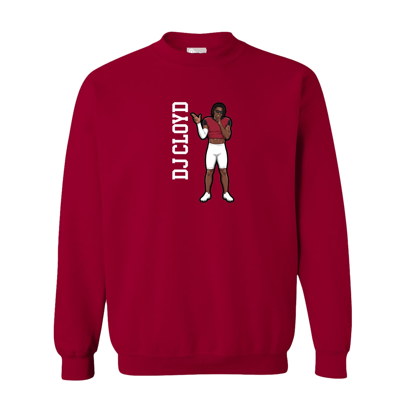 Fleece Crew — Name Vertical in Cardinal