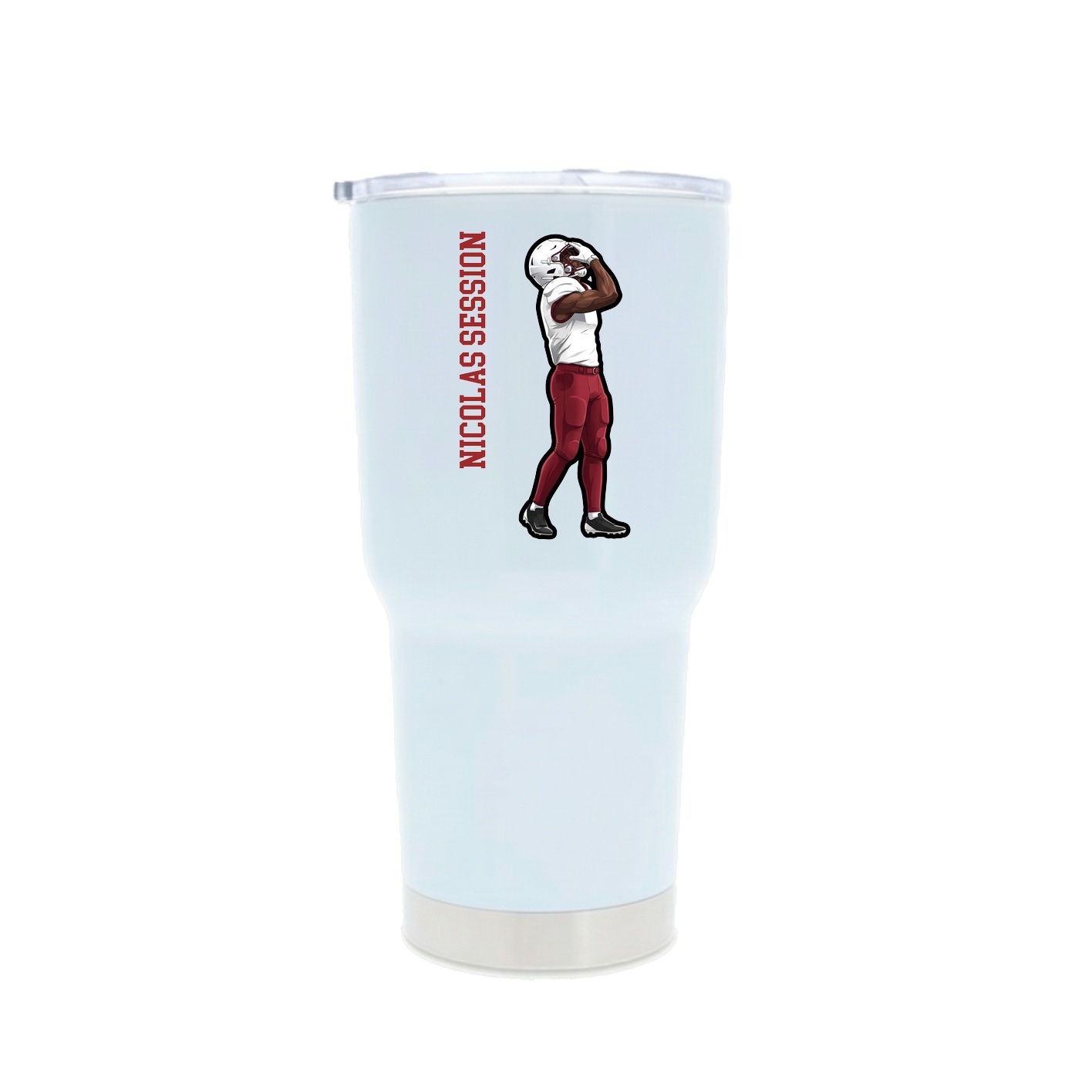 30oz Stainless Steel Tumbler — Name Vertical in White