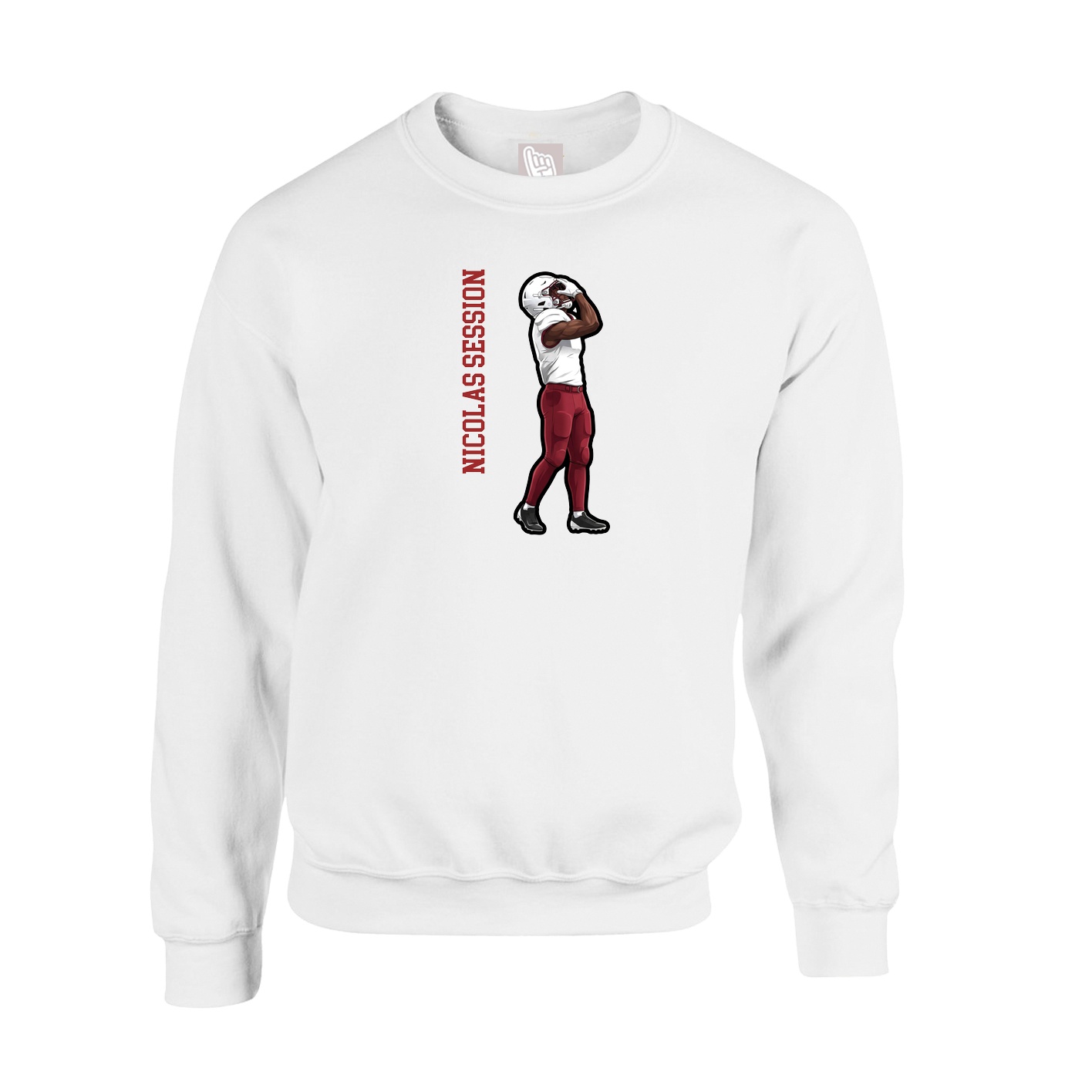 Fleece Crew — Name Vertical in White