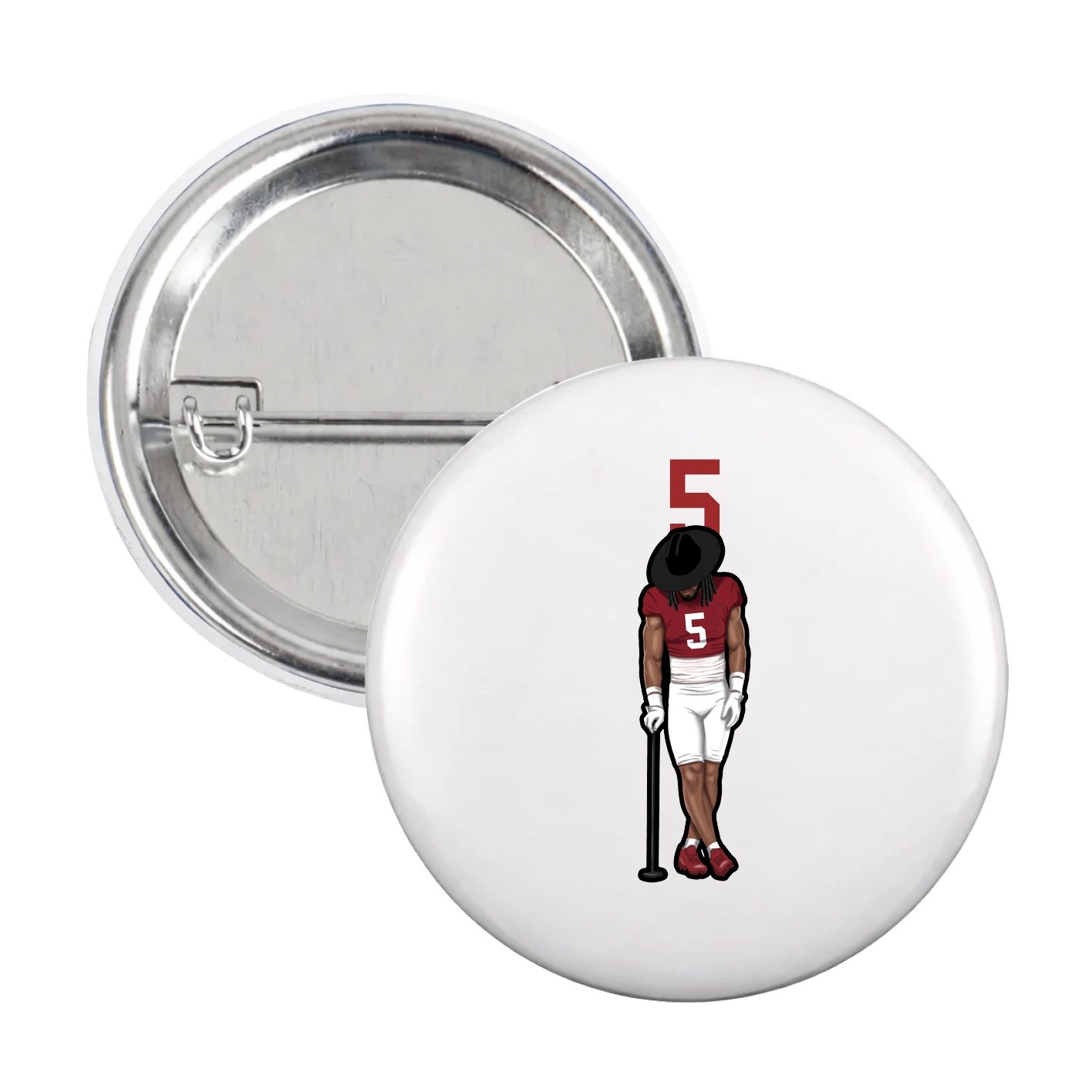 Game Day Button — Number Top in White