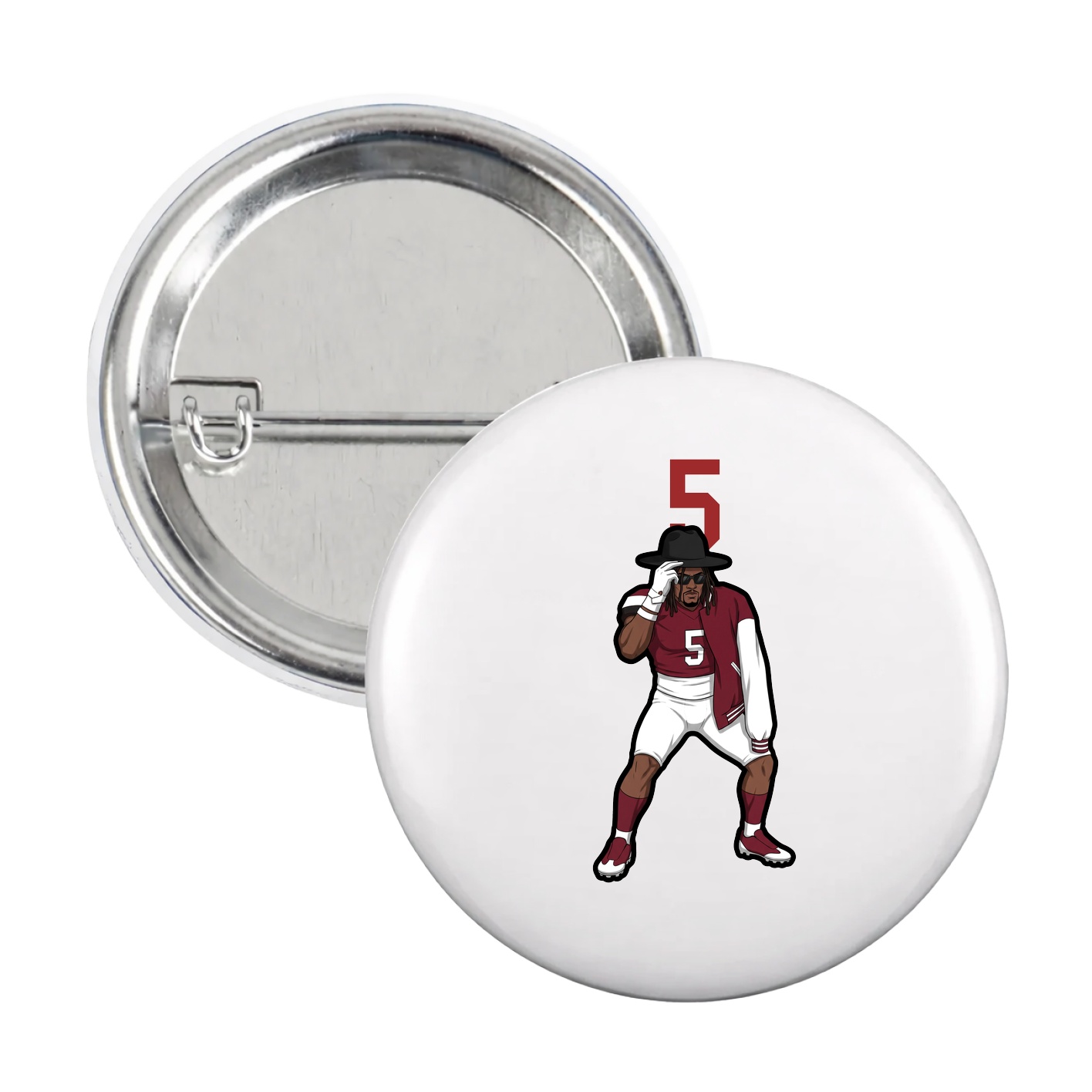 Game Day Button — Number Top in White
