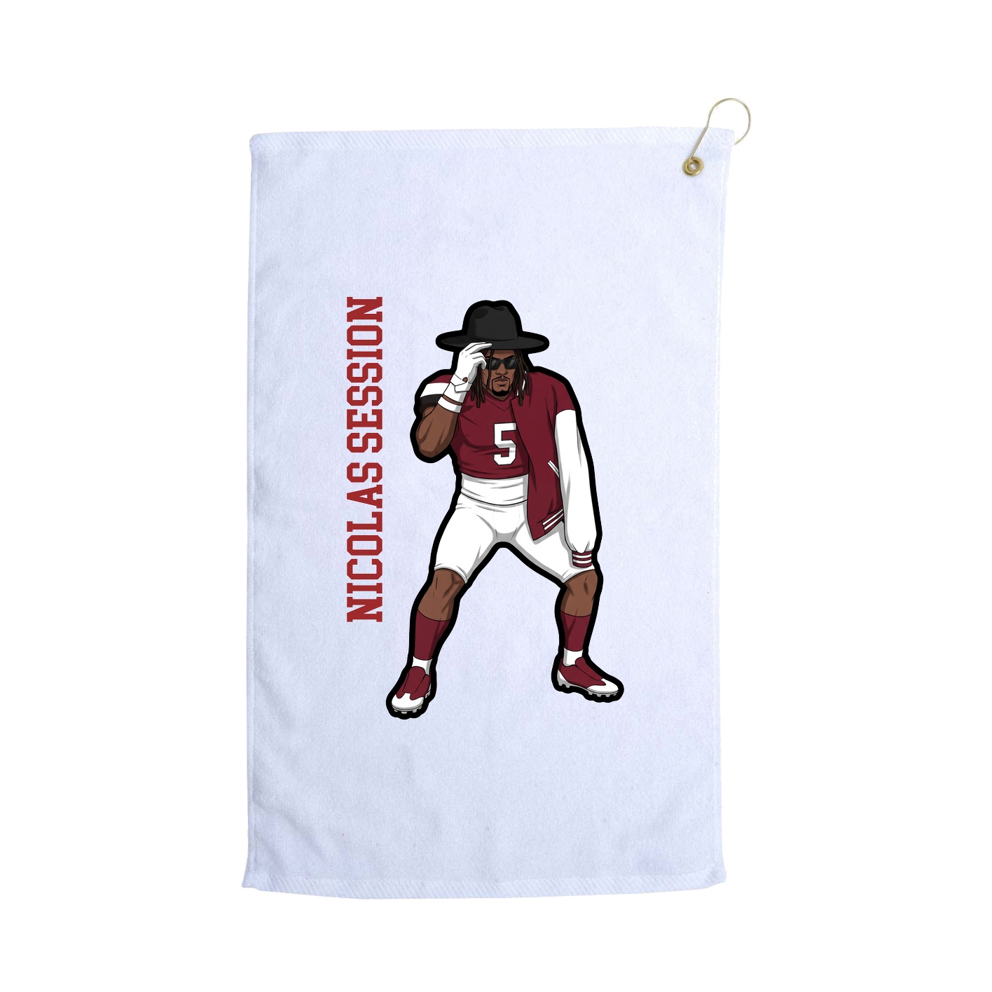 Golf Towel — Name Vertical in White