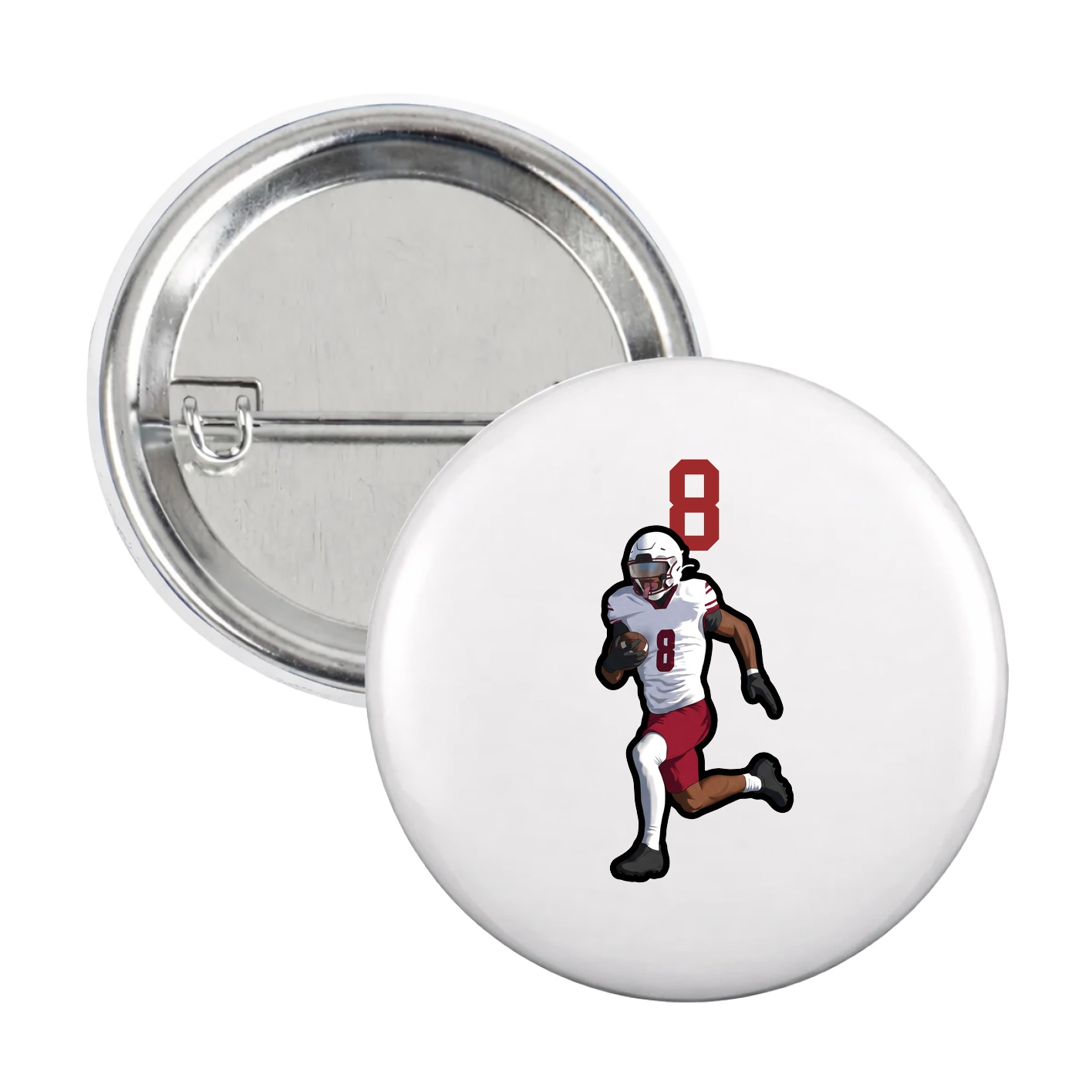 Game Day Button — Number Top in White