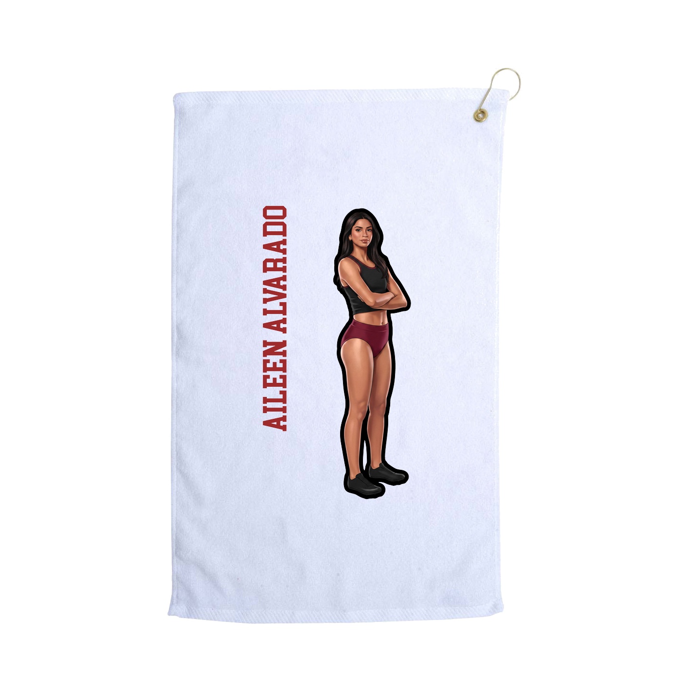 Golf Towel — Name Vertical in White