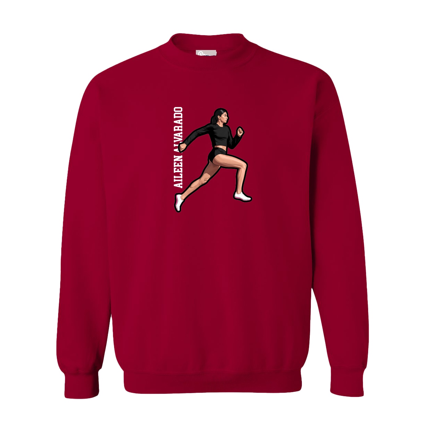 Fleece Crew — Name Vertical in Cardinal