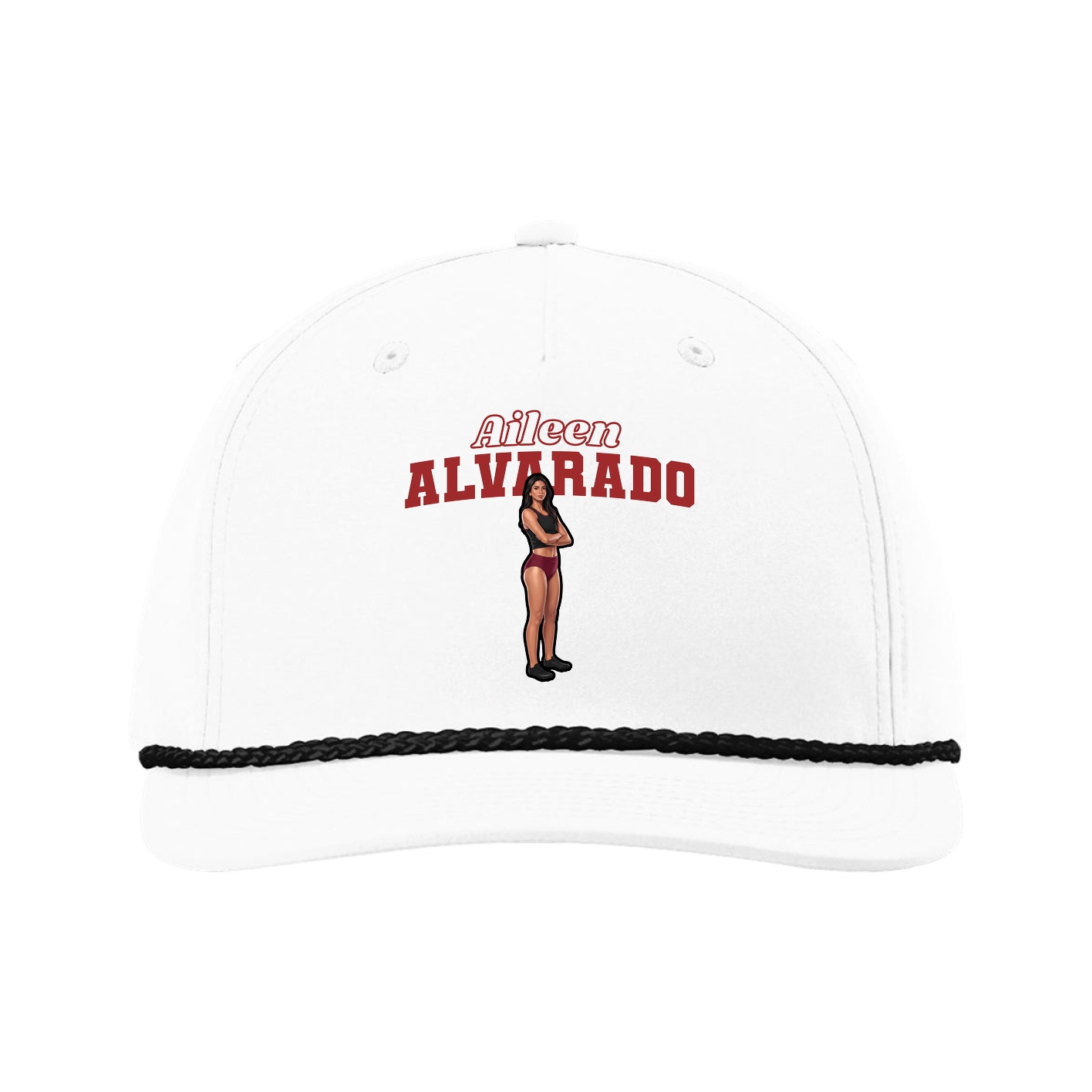 Five-Panel Classic Rope Cap — Name Arch in White