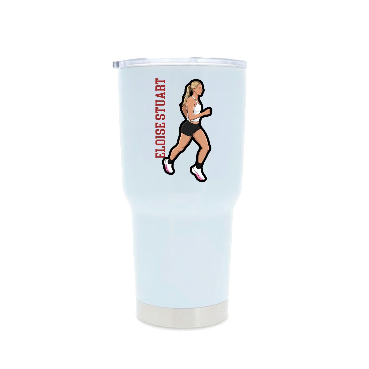 30oz Stainless Steel Tumbler — Name Vertical in White