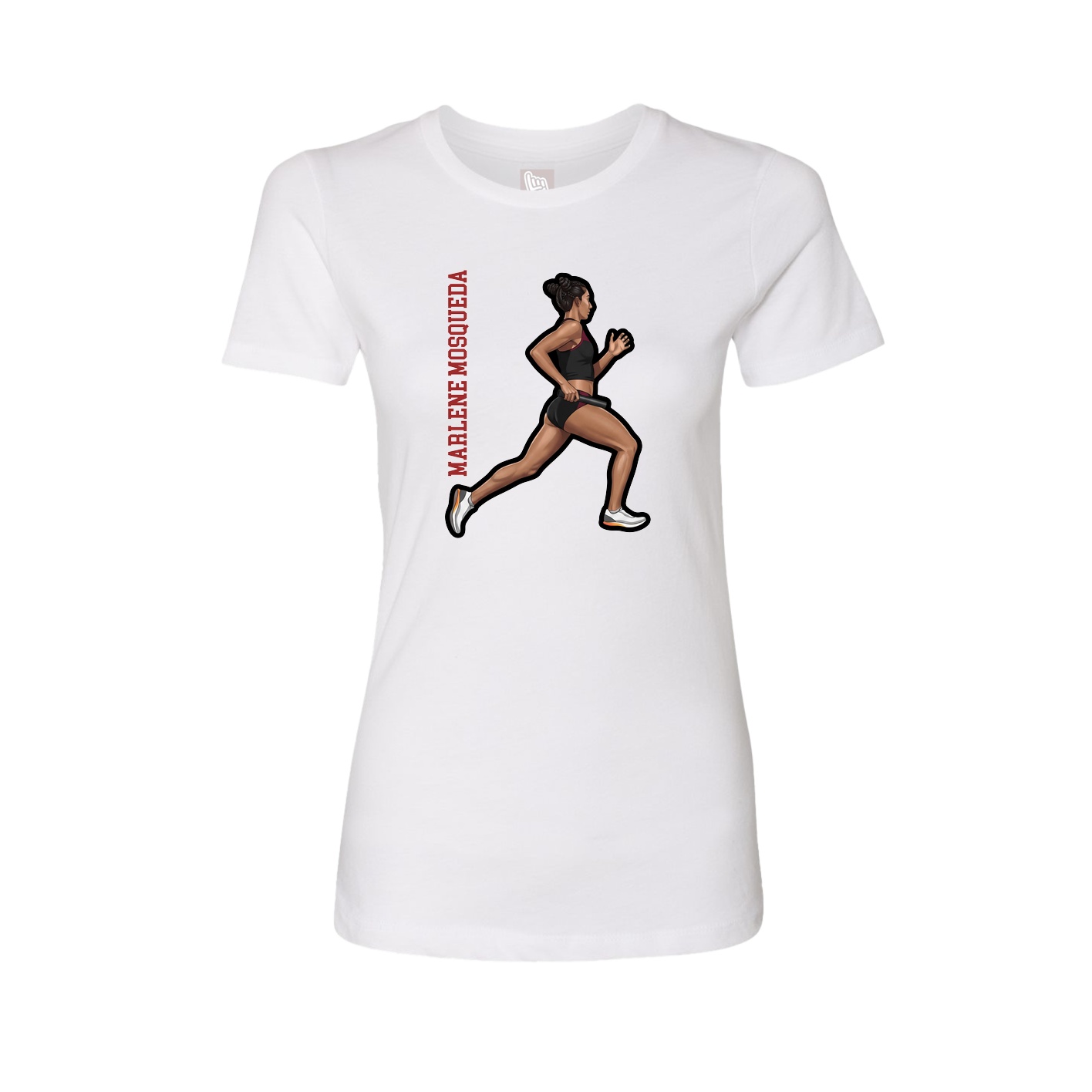 Fitted Women's Tee — Name Vertical in White