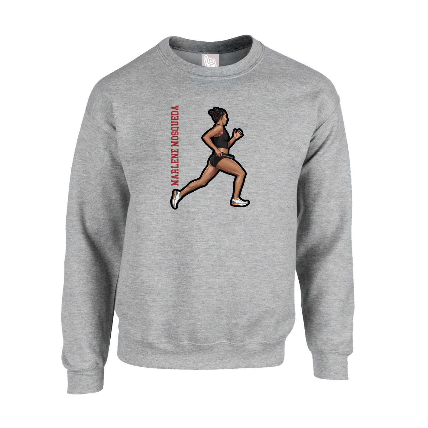 Fleece Crew — Name Vertical in Grey