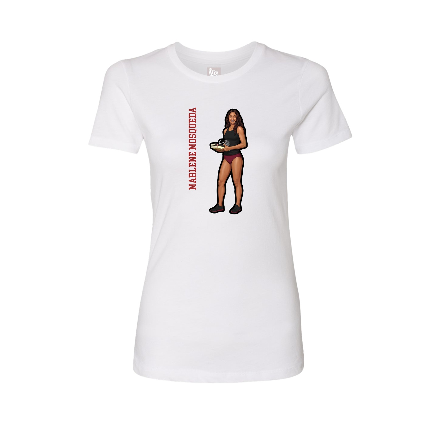 Fitted Women's Tee — Name Vertical in White