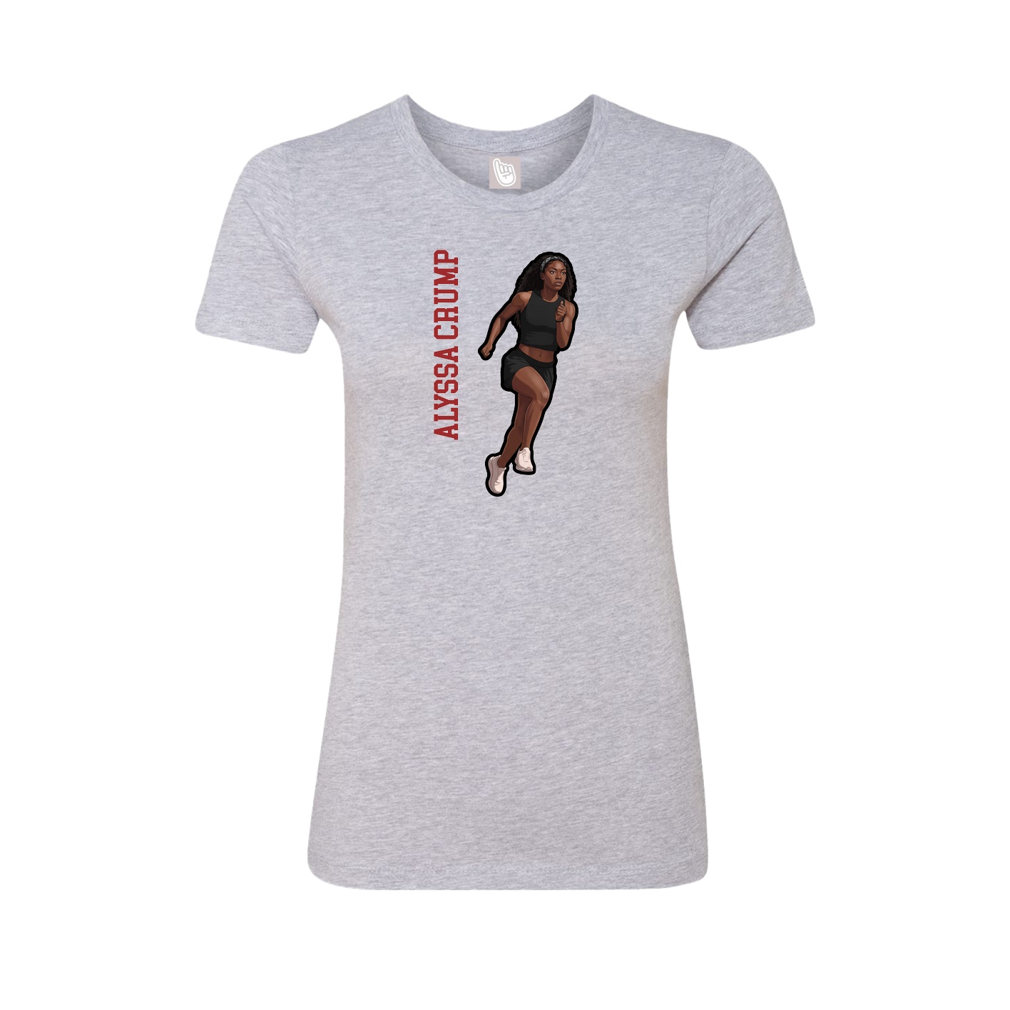 Fitted Women's Tee — Name Vertical in Grey