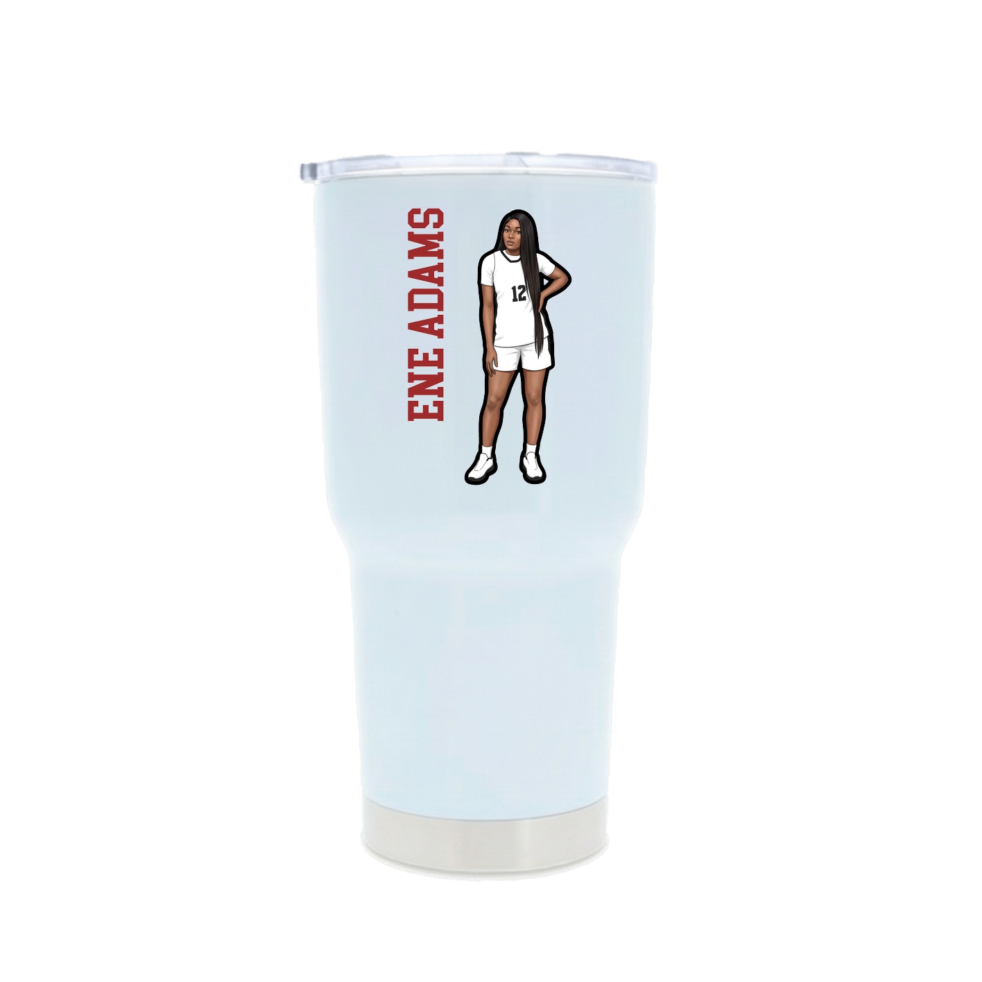 30oz Stainless Steel Tumbler — Name Vertical in White