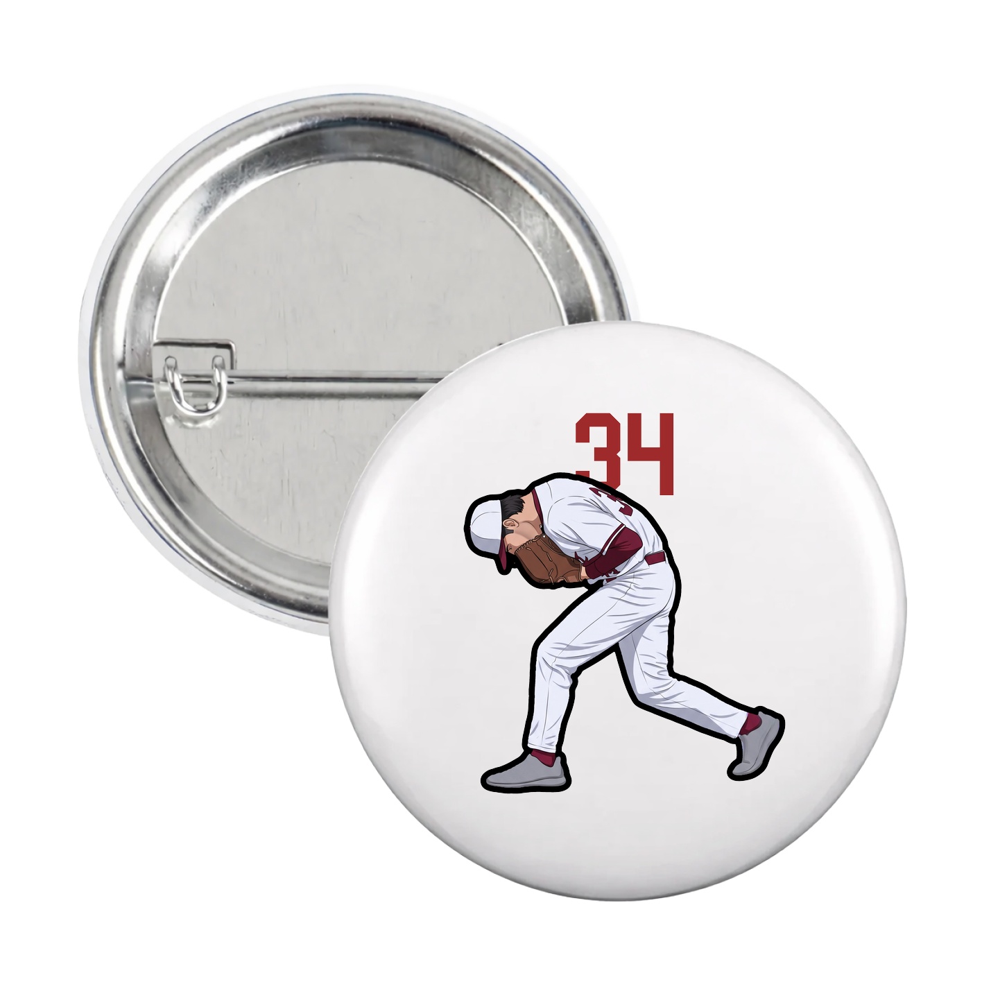 Game Day Button — Number Top in White