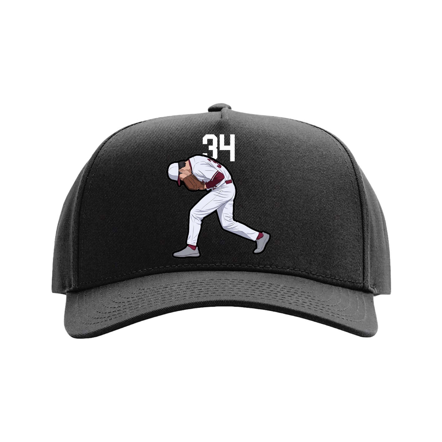 Full Fabric Five-Panel Champ Cap — Number Top in Black