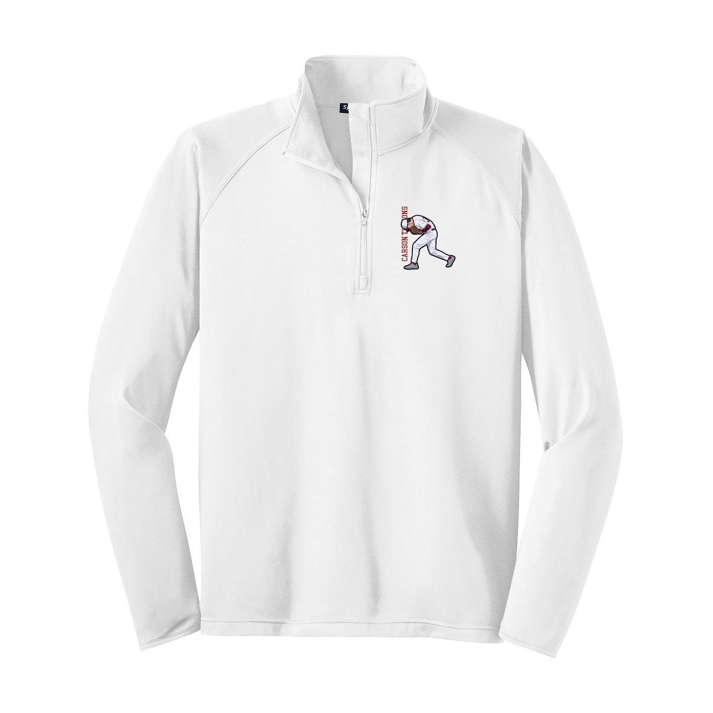 Q-Zip Pullover — Name Vertical in White