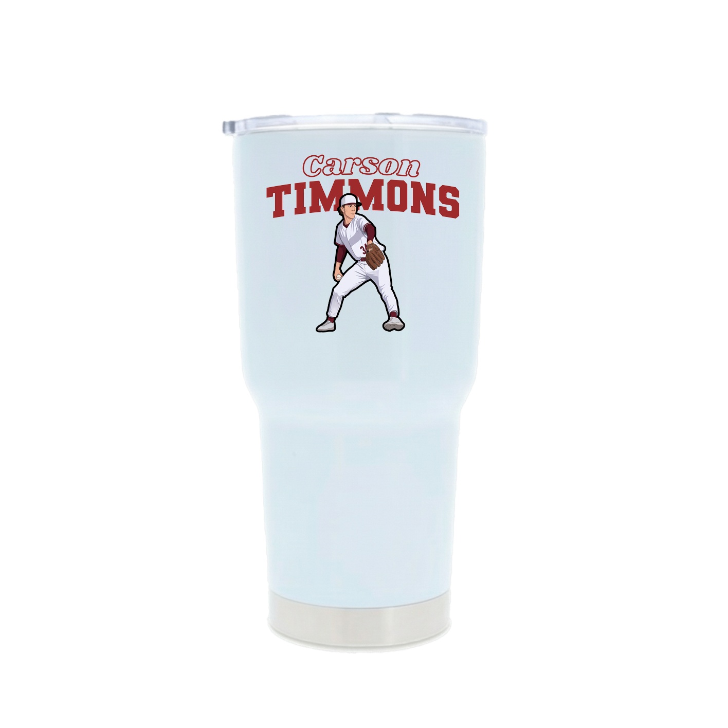 30oz Stainless Steel Tumbler — Name Arch in White