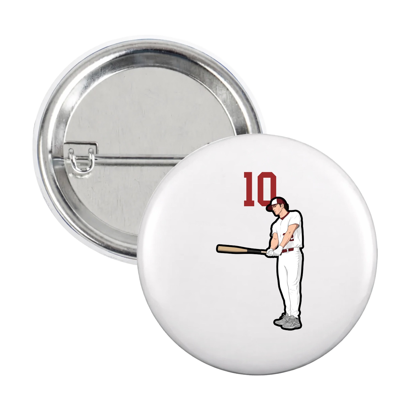 Game Day Button — Number Top in White