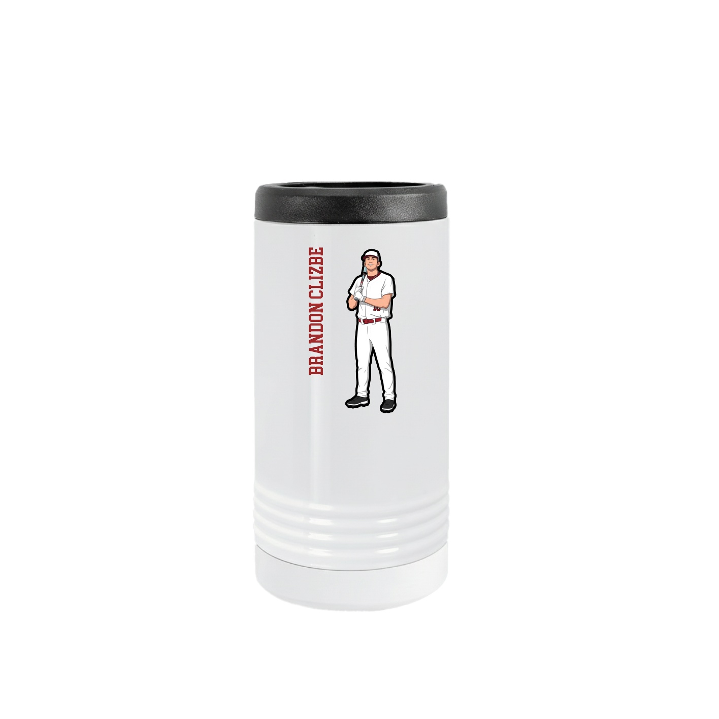 Slim Beverage Holder — Name Vertical in White
