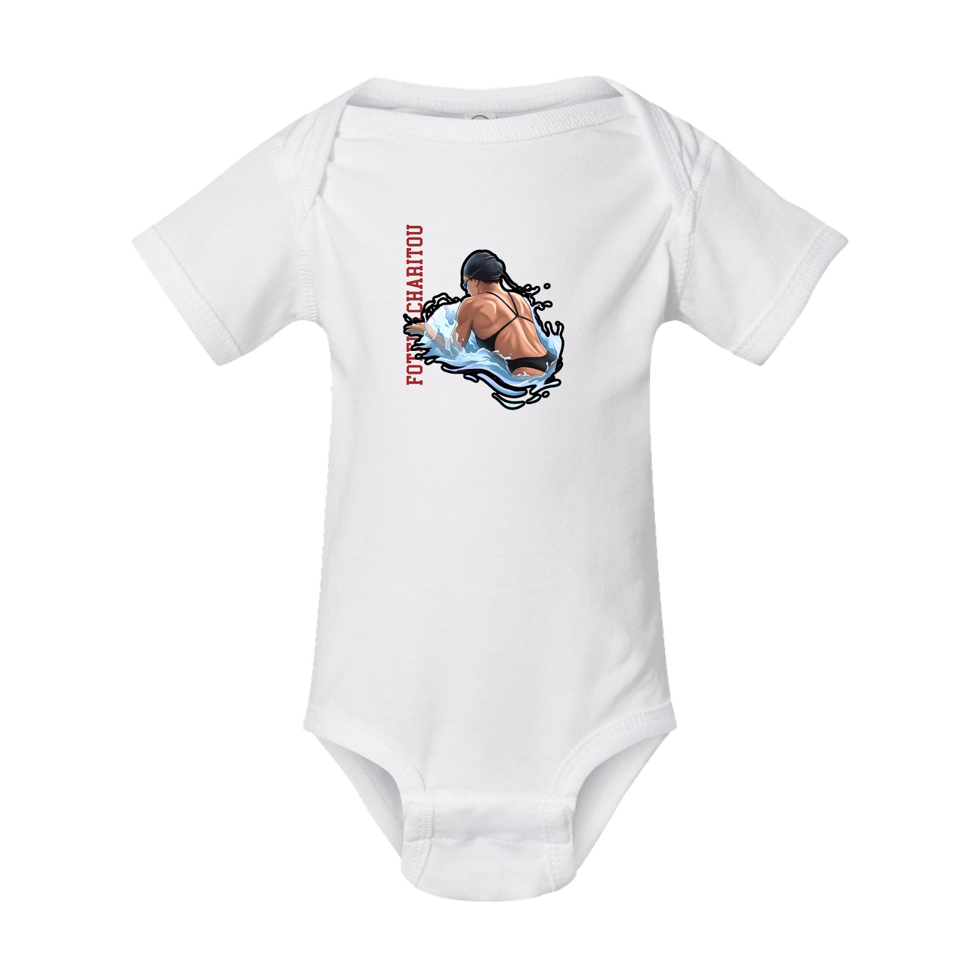 Baby Onesie — Name Vertical in White