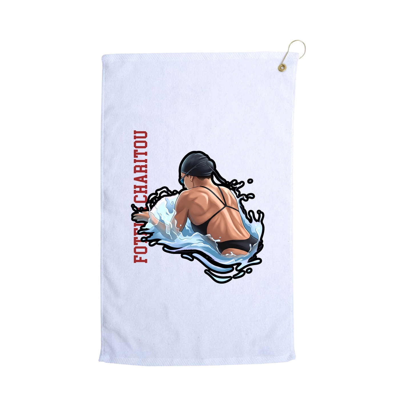 Golf Towel — Name Vertical in White