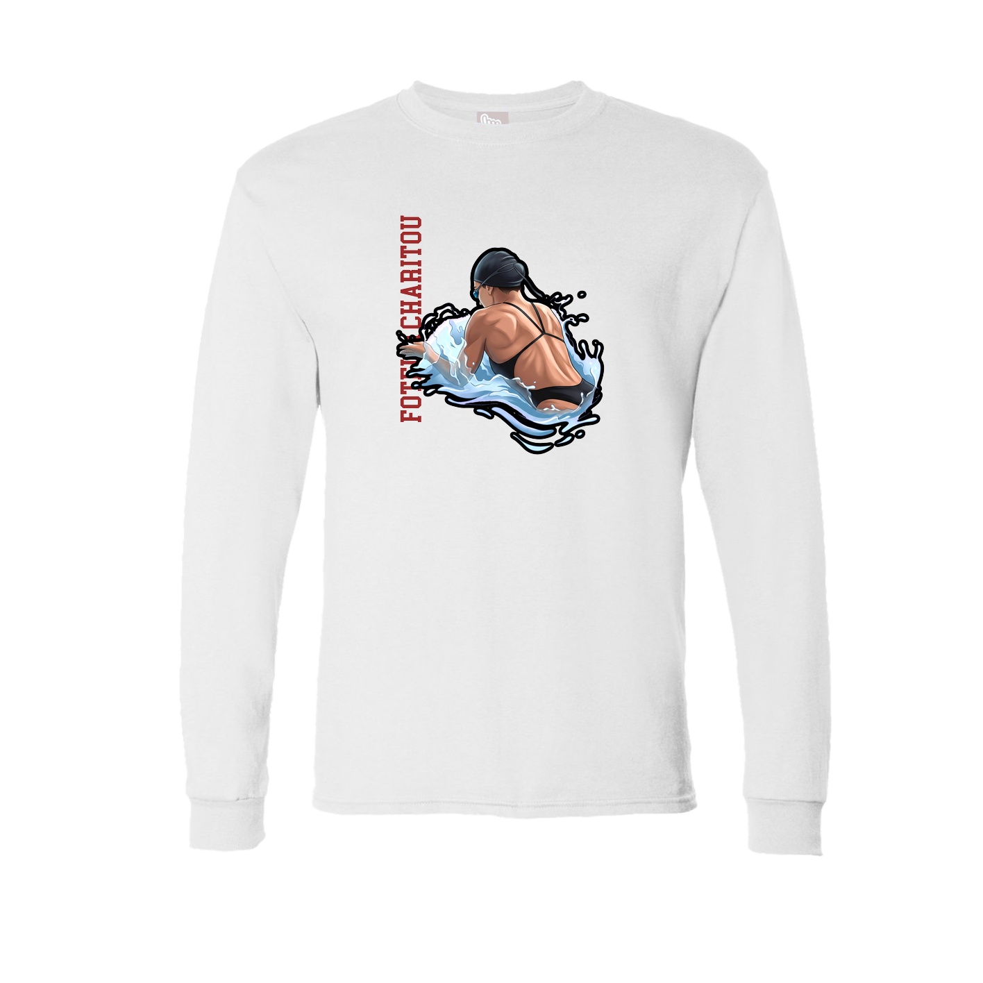Long Sleeve Tee — Name Vertical in White