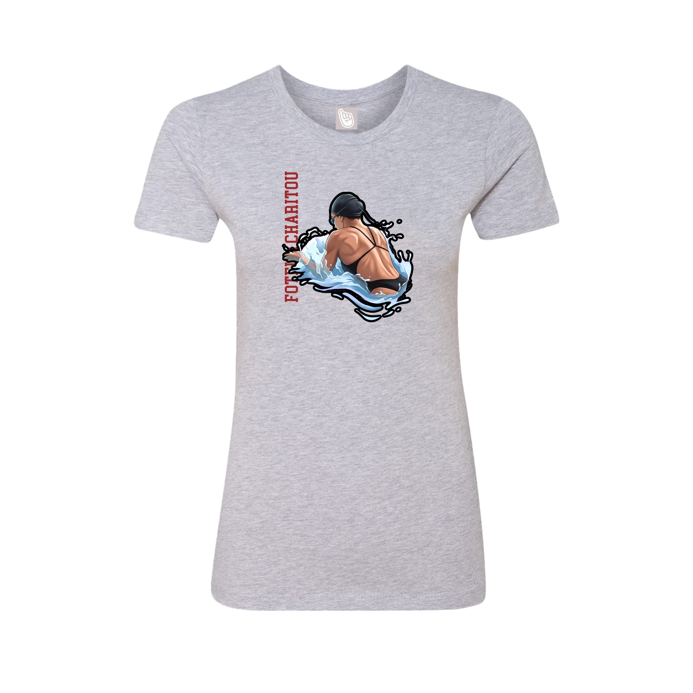 Fitted Women's Tee — Name Vertical in Grey
