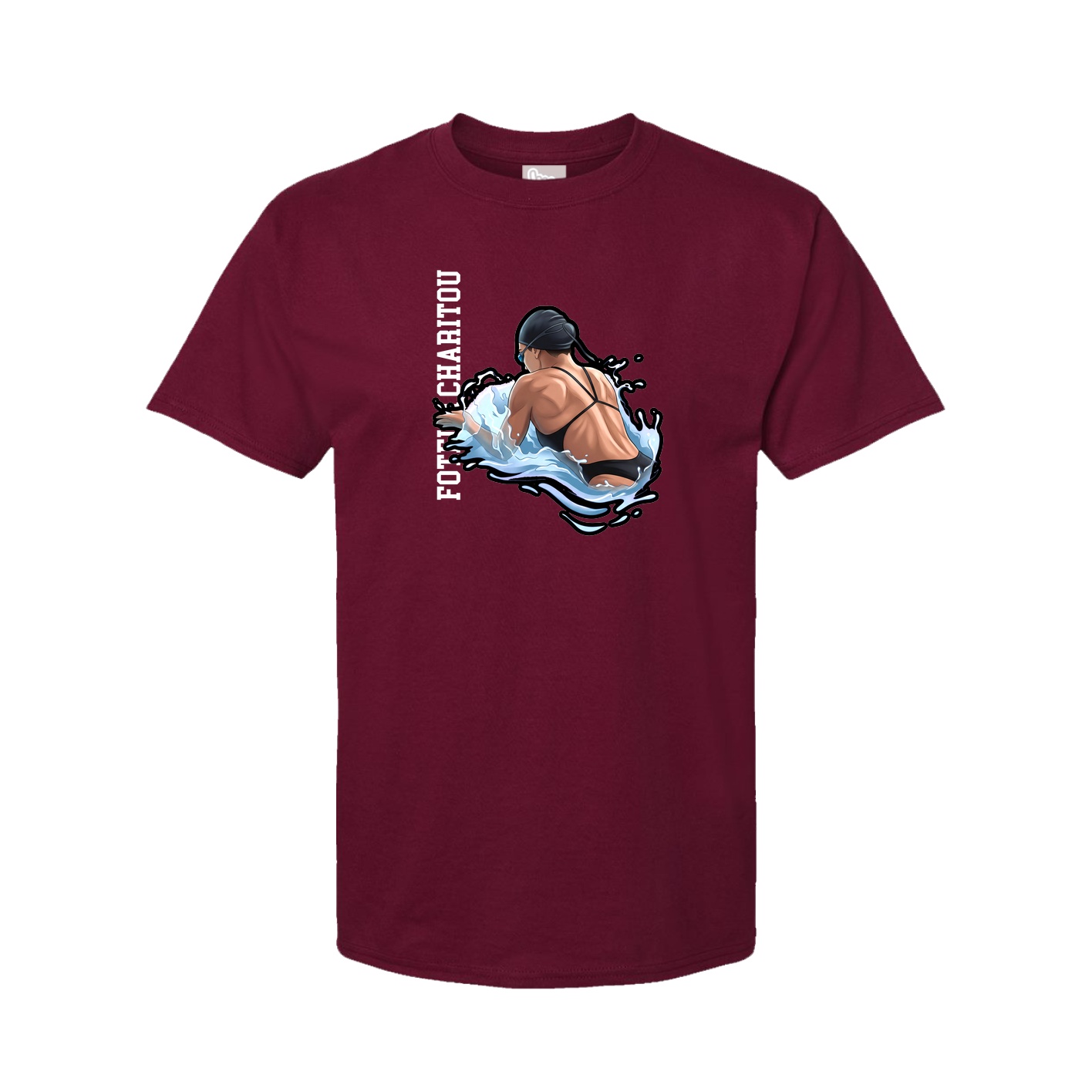 Youth Tee — Name Vertical in Cardinal