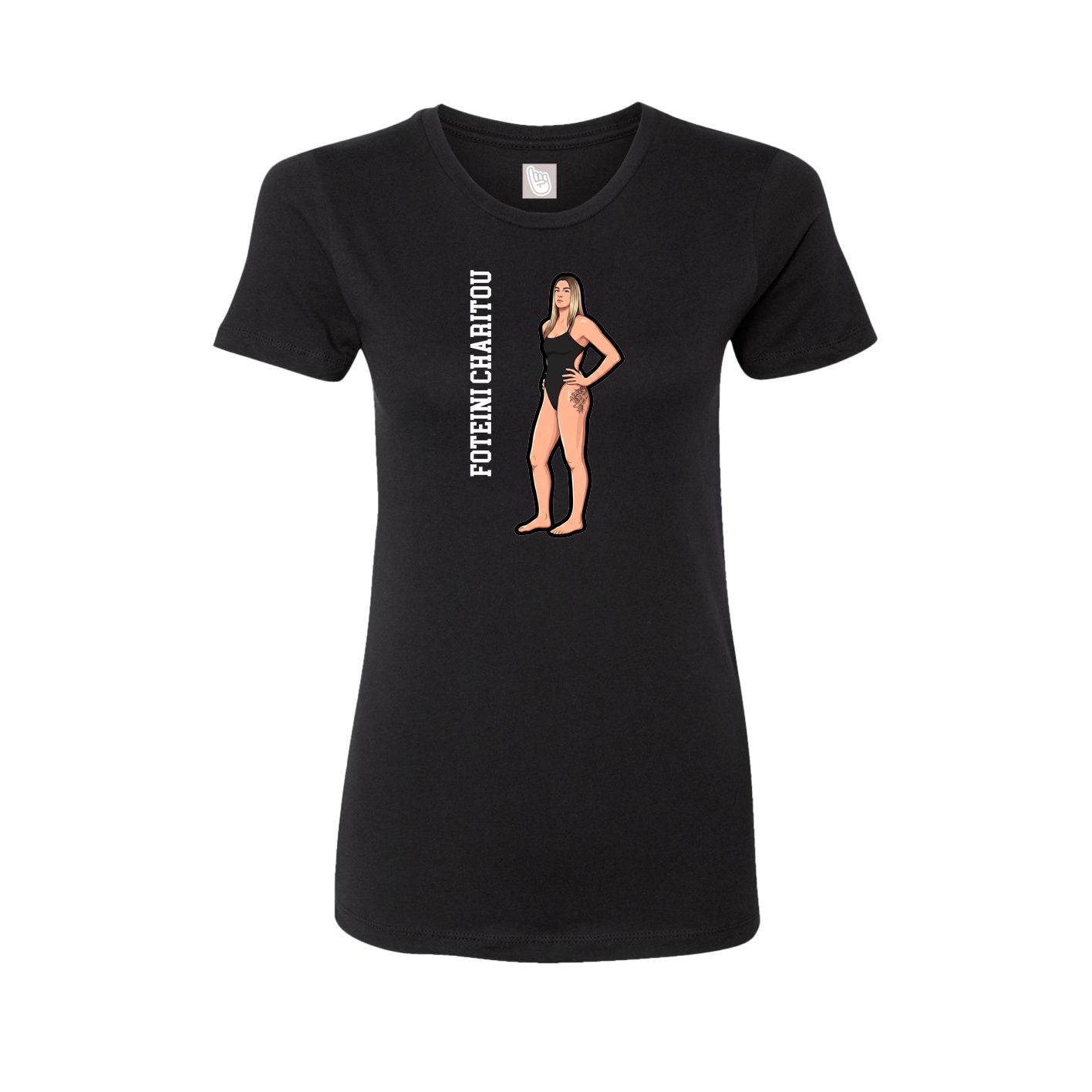 Fitted Women's Tee — Name Vertical in Black