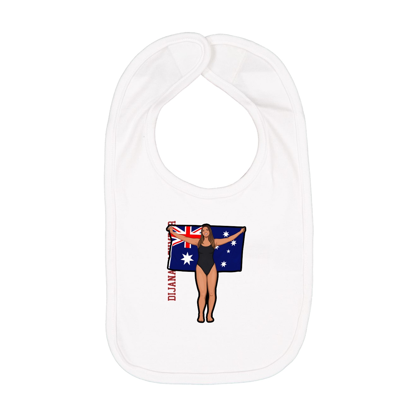 Infant Bib — Name Vertical in White