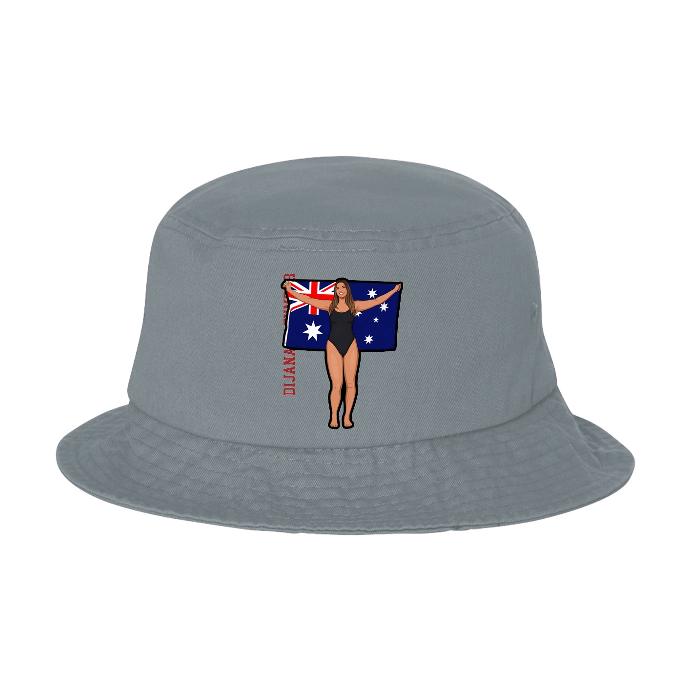 Bucket Cap — Name Vertical in Grey