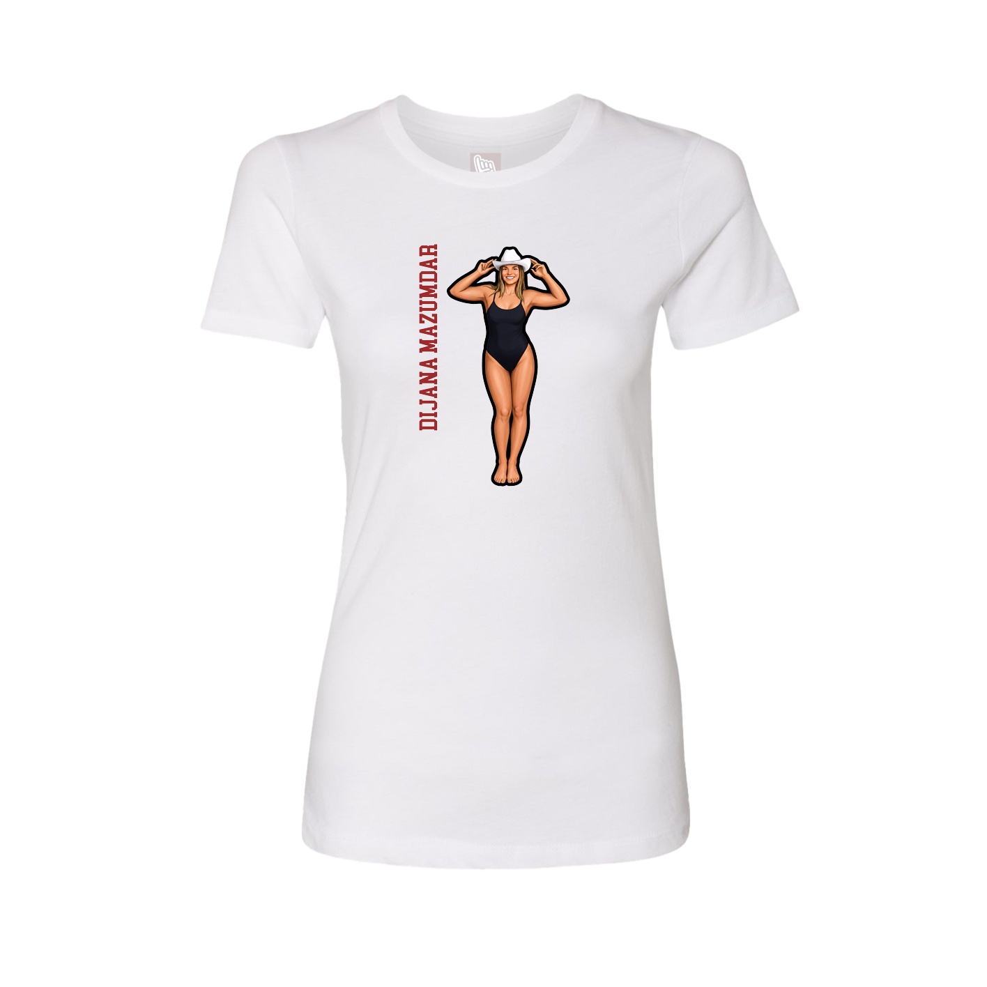 Fitted Women's Tee — Name Vertical in White